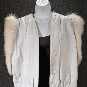 Vintage Anne-Gee White Vest with Faux Fur Trim Sleeves – Made in USA